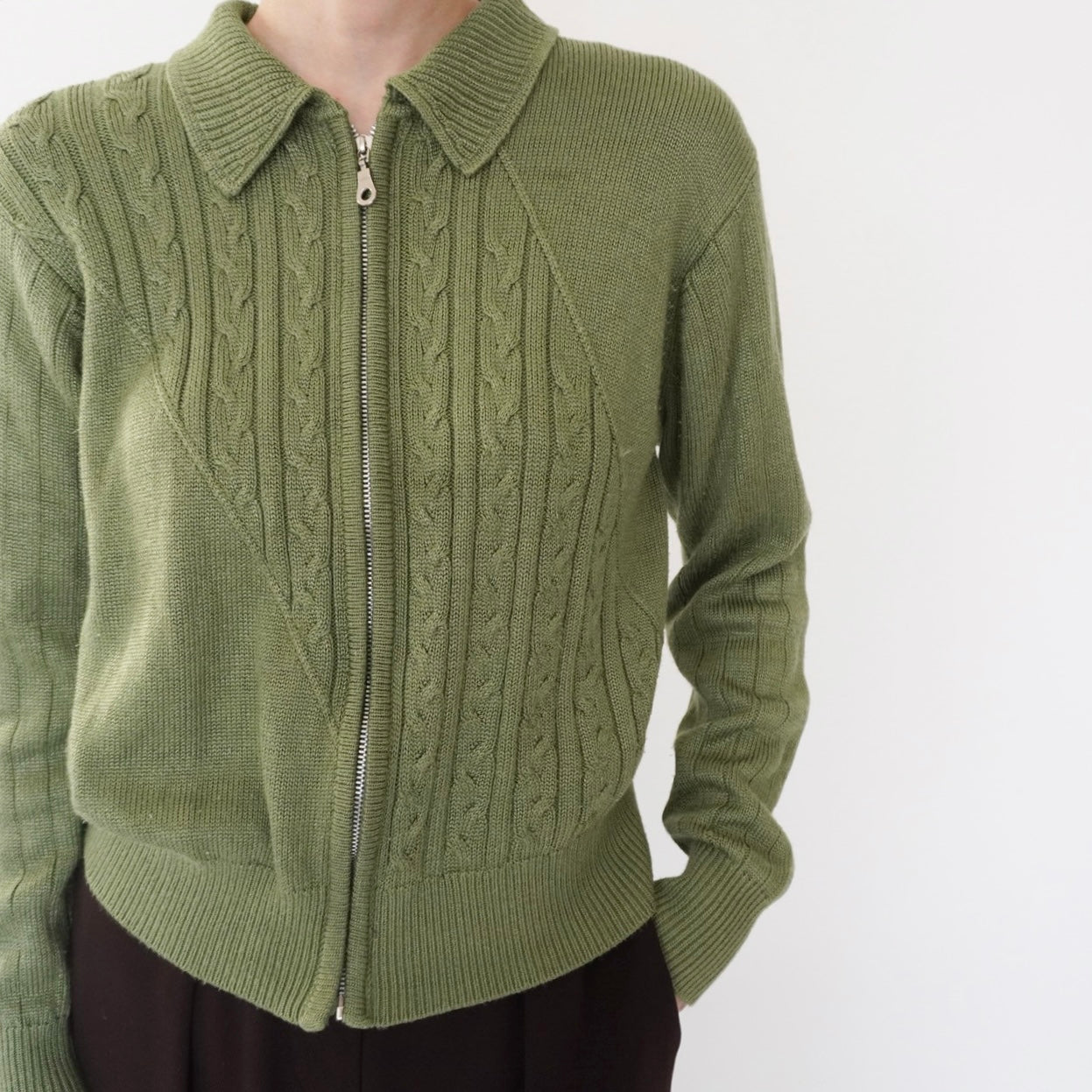 90s Zip Light Knit Top
