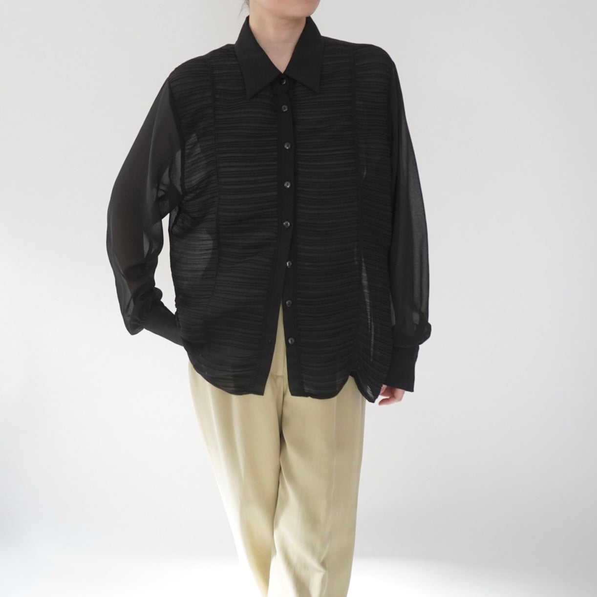 90s Sheer Pleats  Shirt