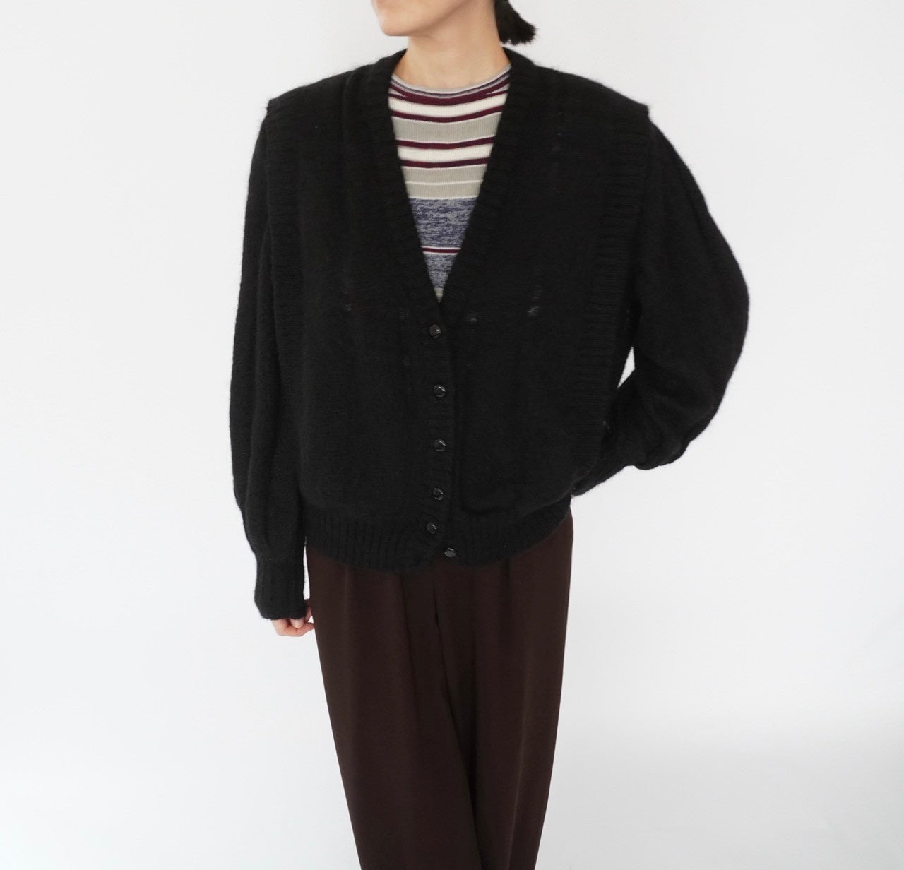 90s Balloon Sleeves Mohair Knit Cardigan Made in Italy