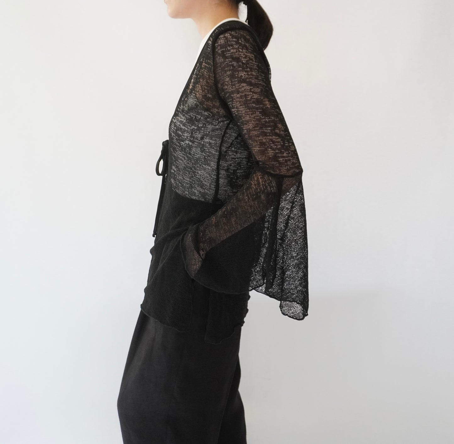 90s Black Sheer Design Top