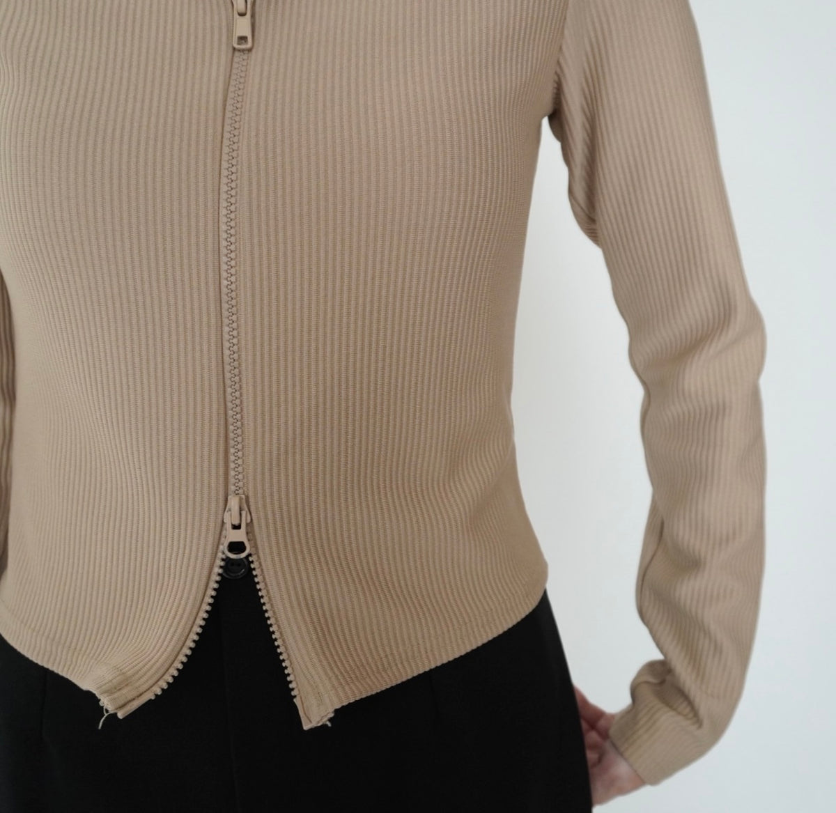 90s Zip Design Ribbed Top Made in UK