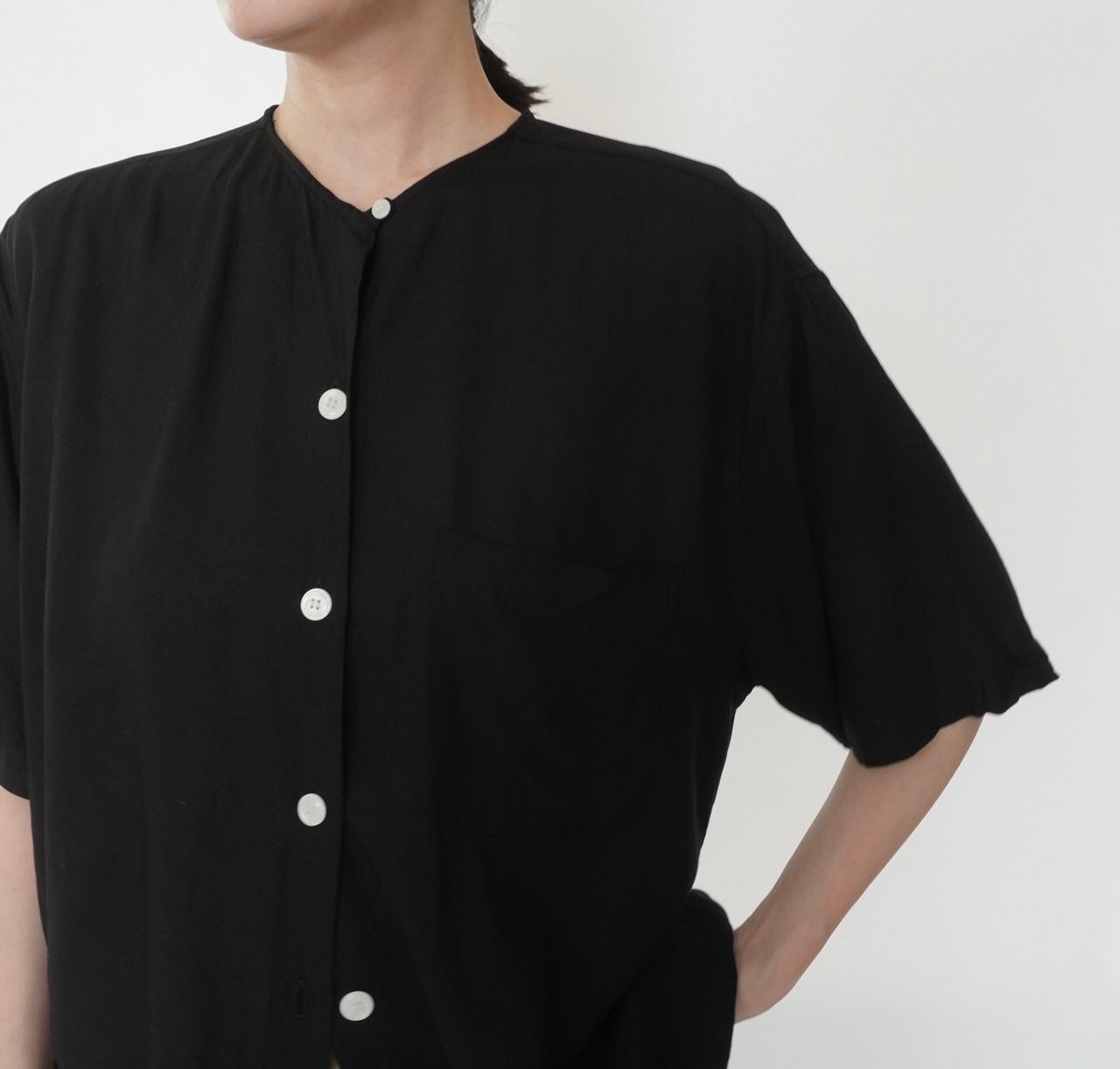 90s Black Long Blouse