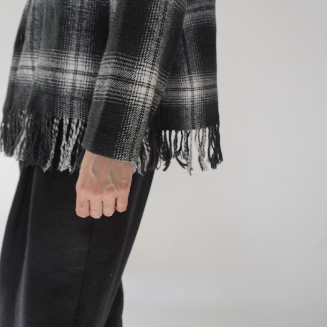 90s Shadow Plaid Fringe Shirt,Jacket Made in USA