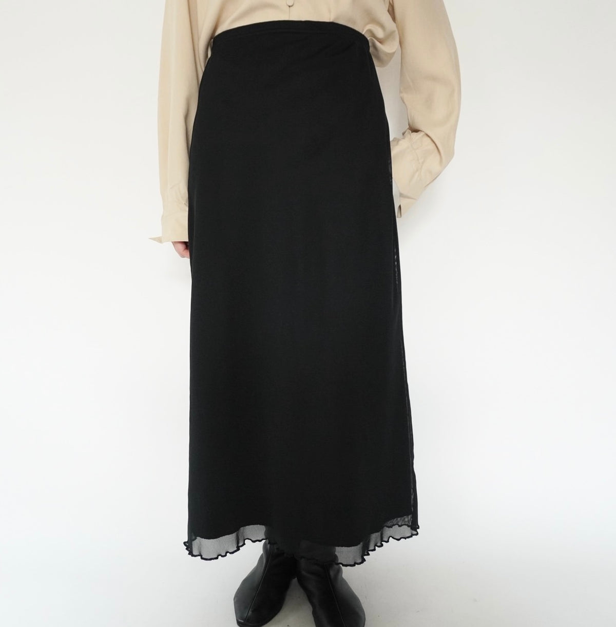 90s Black Sheer Skirt