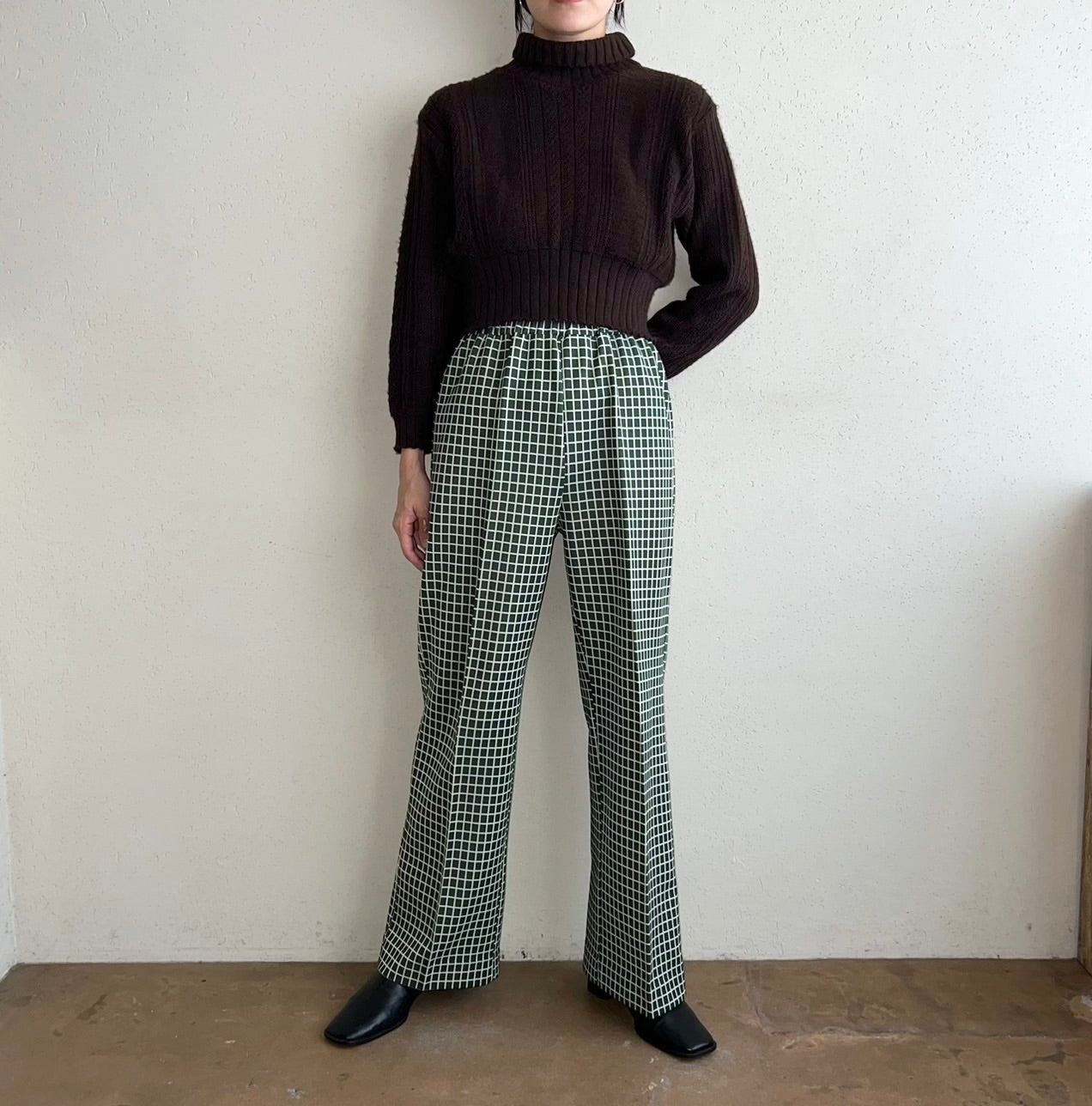 70s Green  Pattern pants