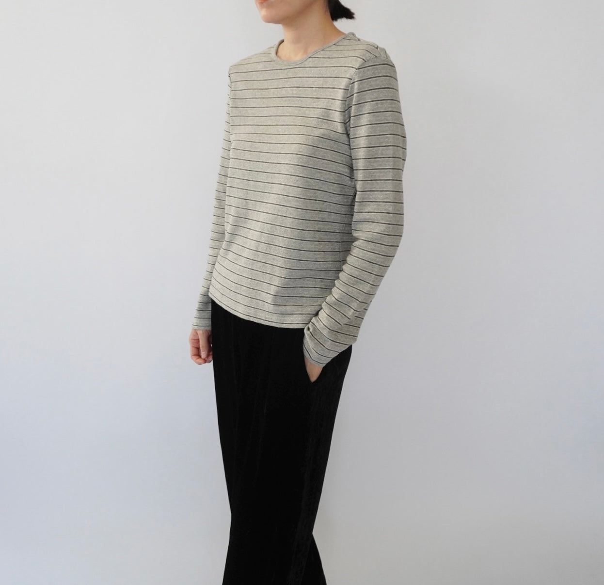 90s Gray Striped Top