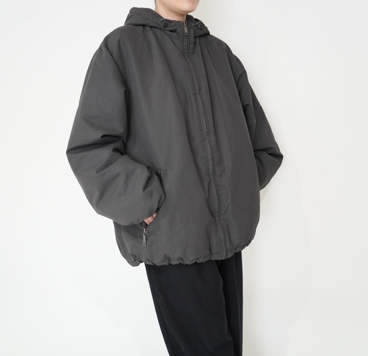 C.Gray Hooded Jacket