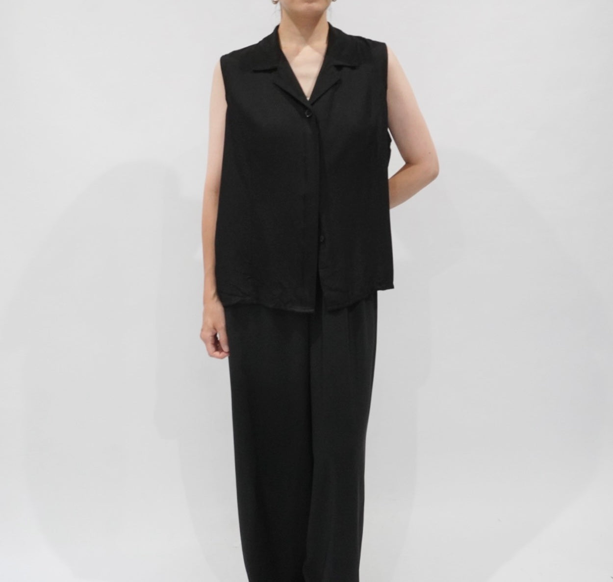 90s Black Vest,Blouse