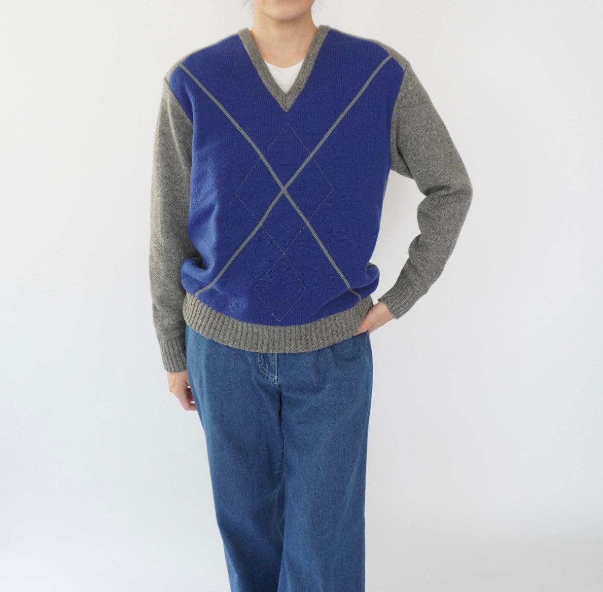 80s "PLAY BOY" Argyle Design Knit