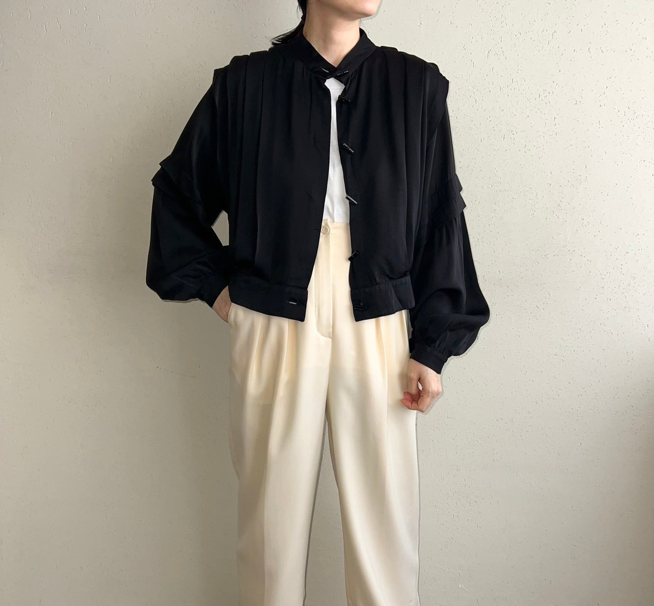 80s EURO Pleated Jacket Blouse