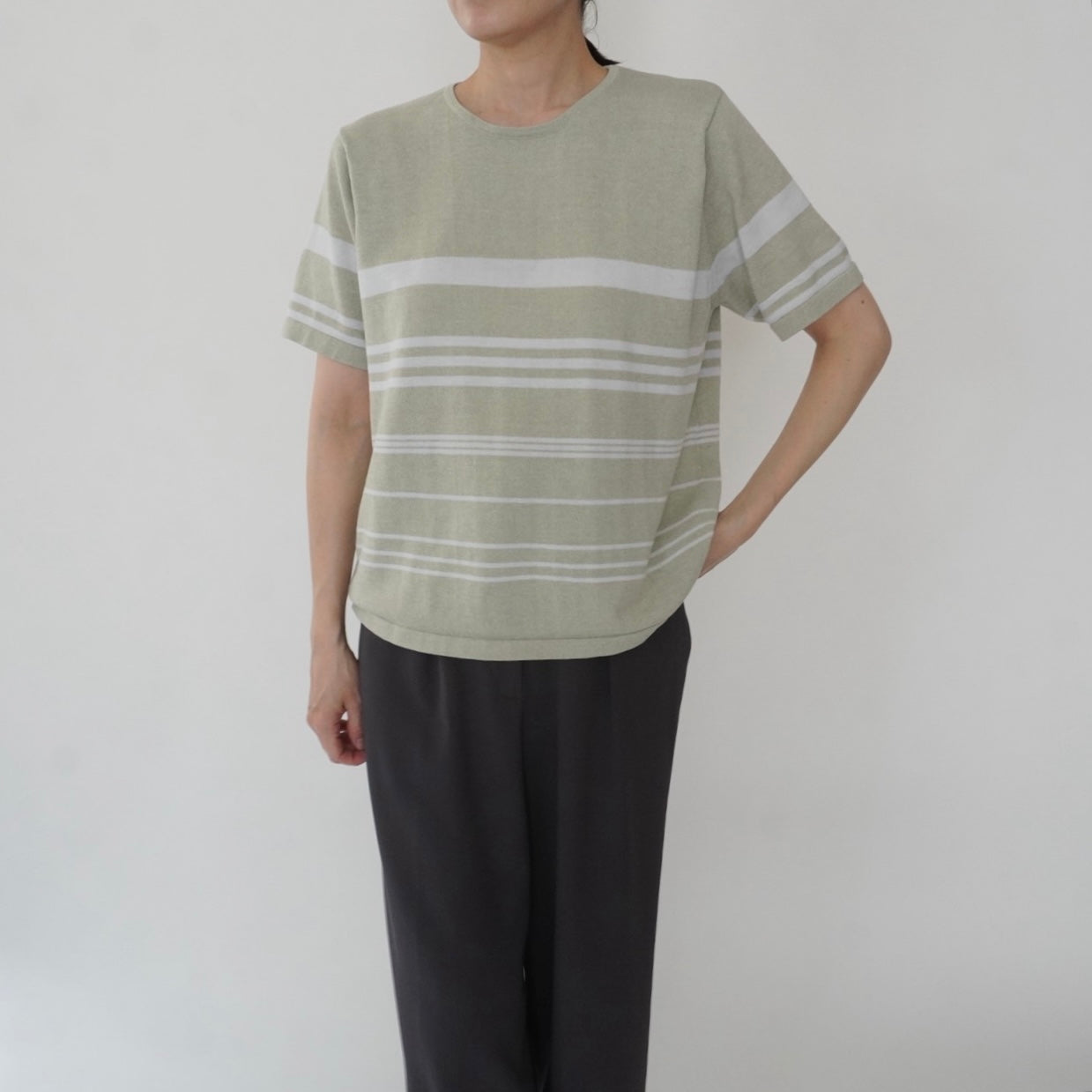 90s Green Striped Top