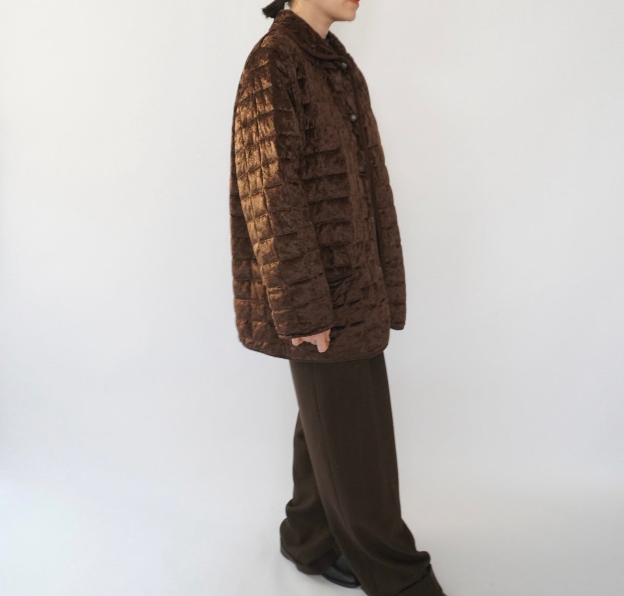 90s Velour Quilted Jacket Made in Italy