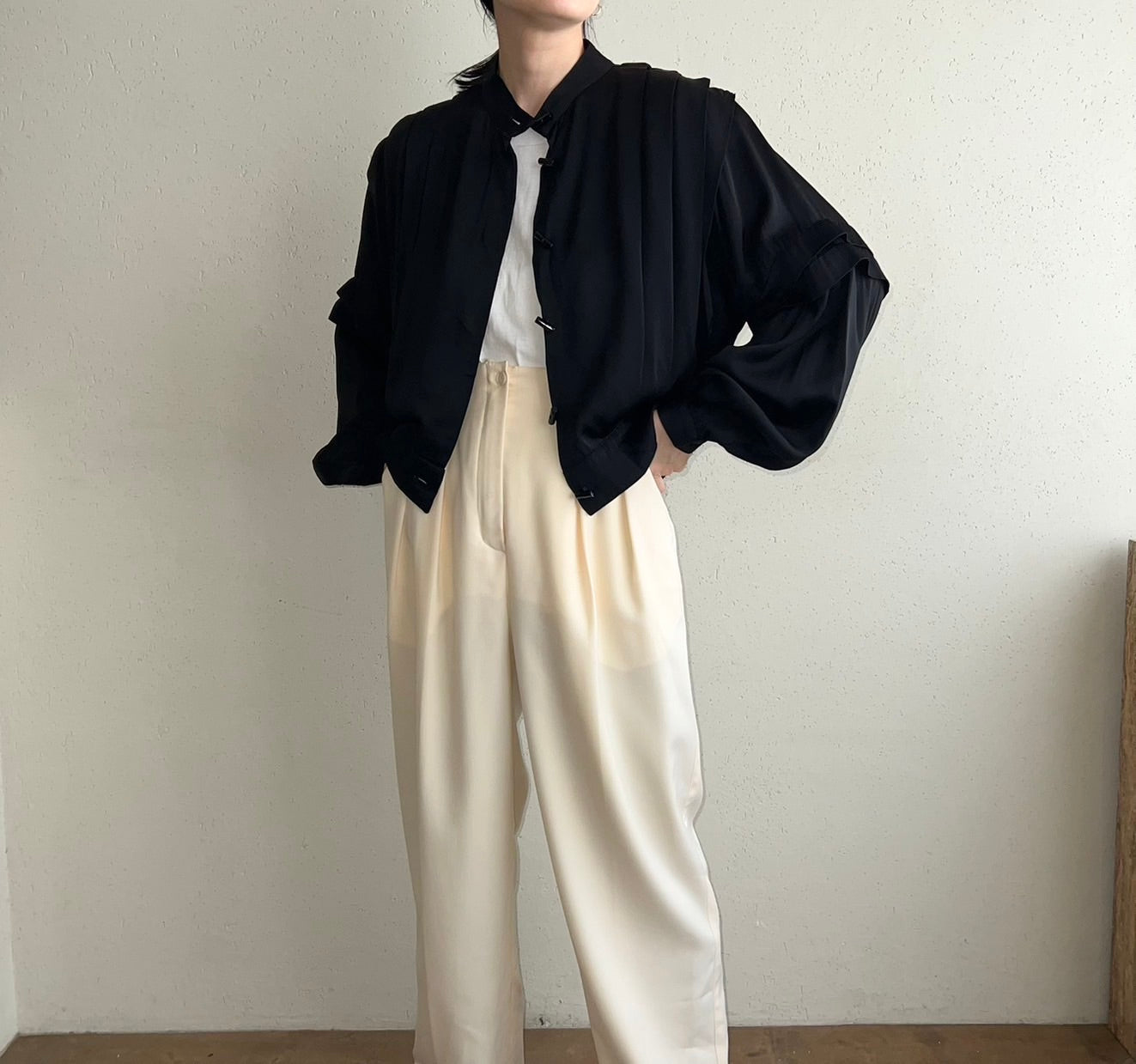 80s EURO Pleated Jacket Blouse