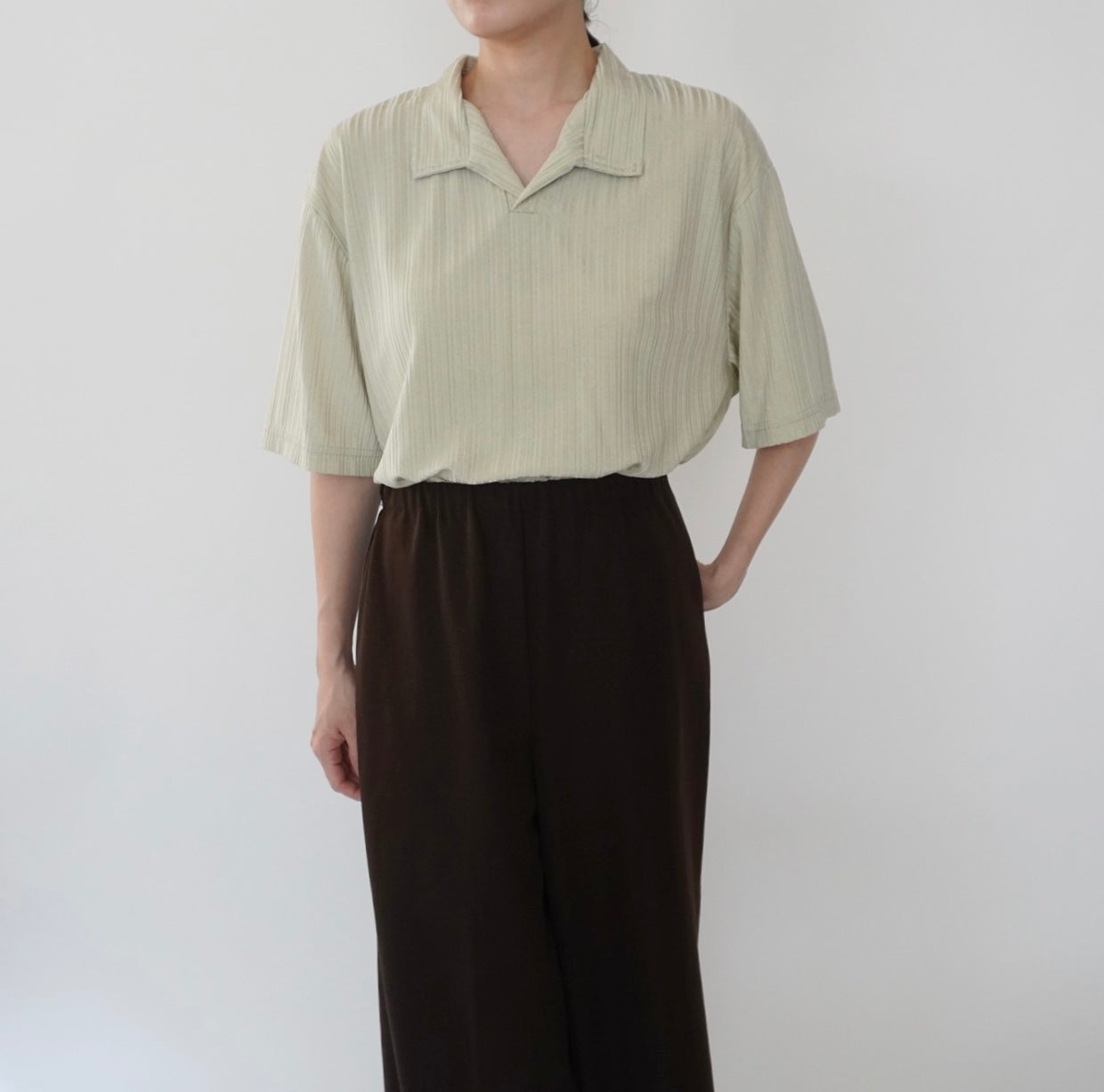 90s Light Green Ribbed Top