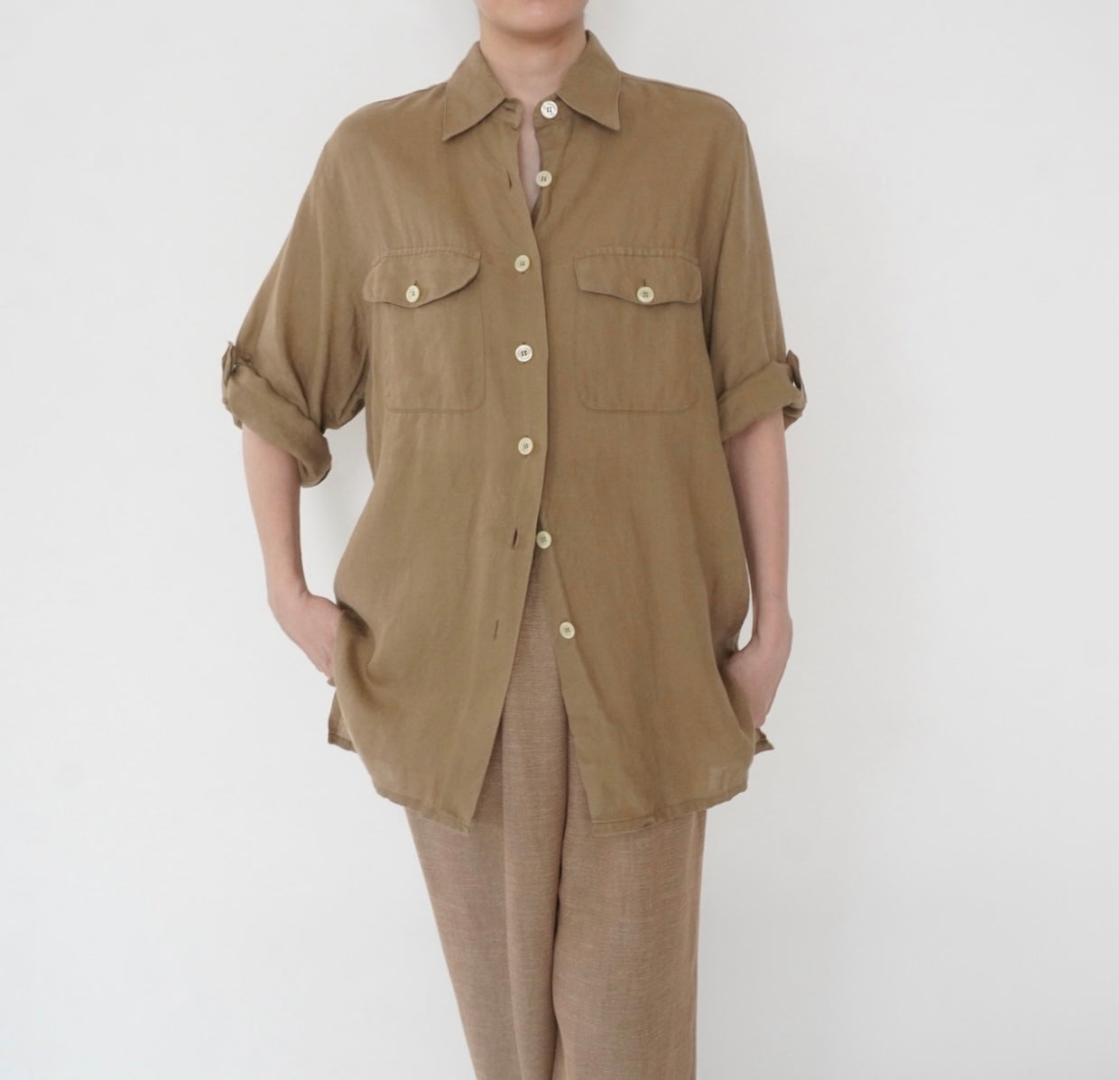 90s Design Linen Shirt Made in Italy