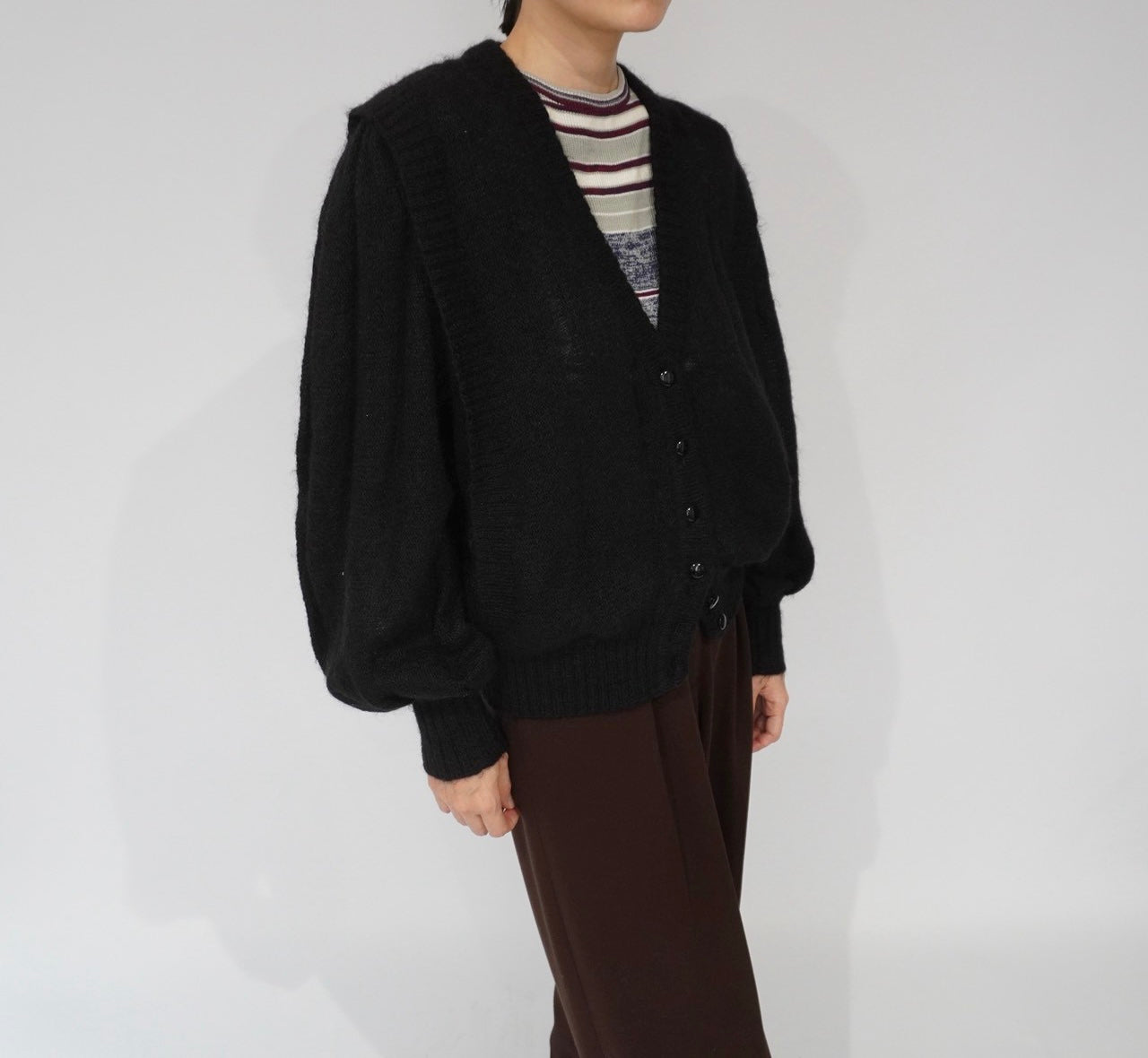 90s Balloon Sleeves Mohair Knit Cardigan Made in Italy