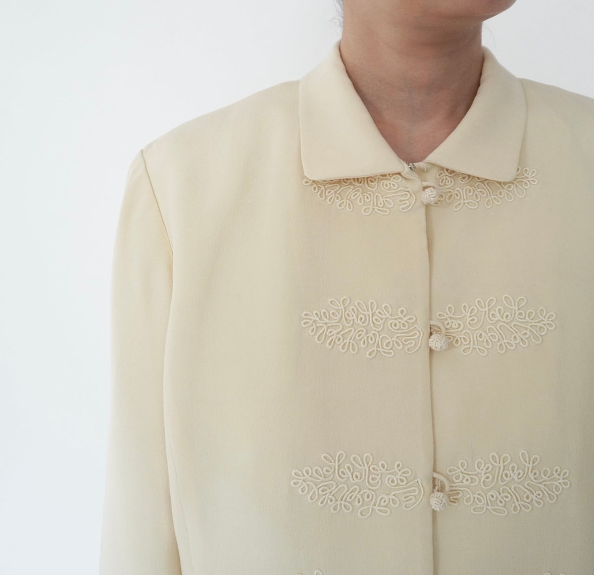 90s Cord Lace Design Silk Jacket