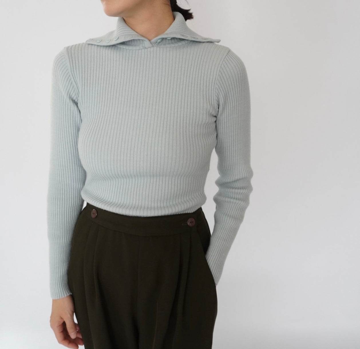 90s Design Ribbed Top Made in Italy