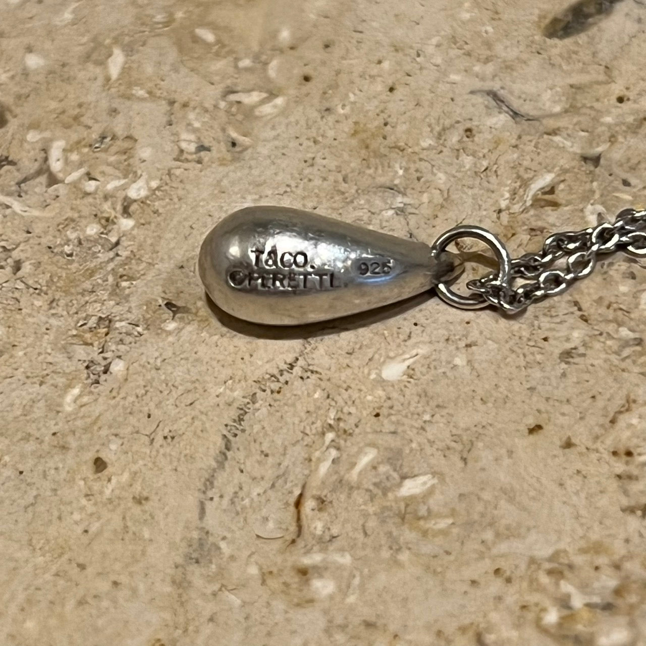 ”Tiffany & Co.” Silver Teardrop Necklace