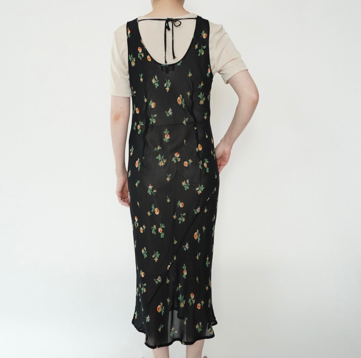 90s Floral Print Sheer Dress Made in Italy