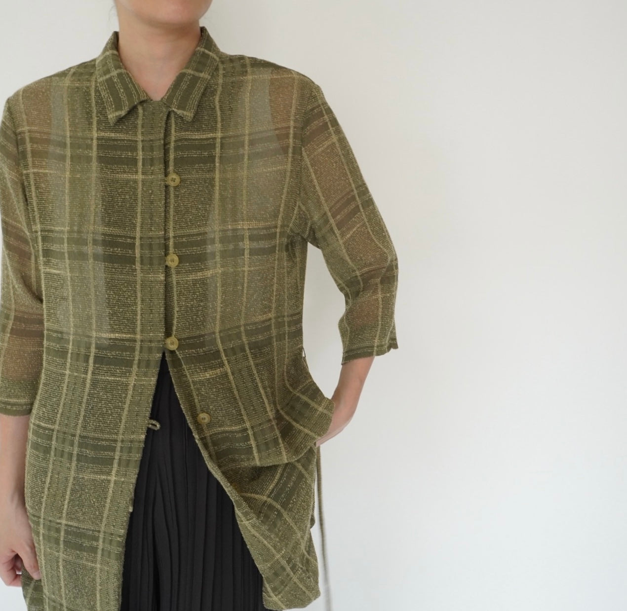 90s Plaid Long Shirt, Jacket
