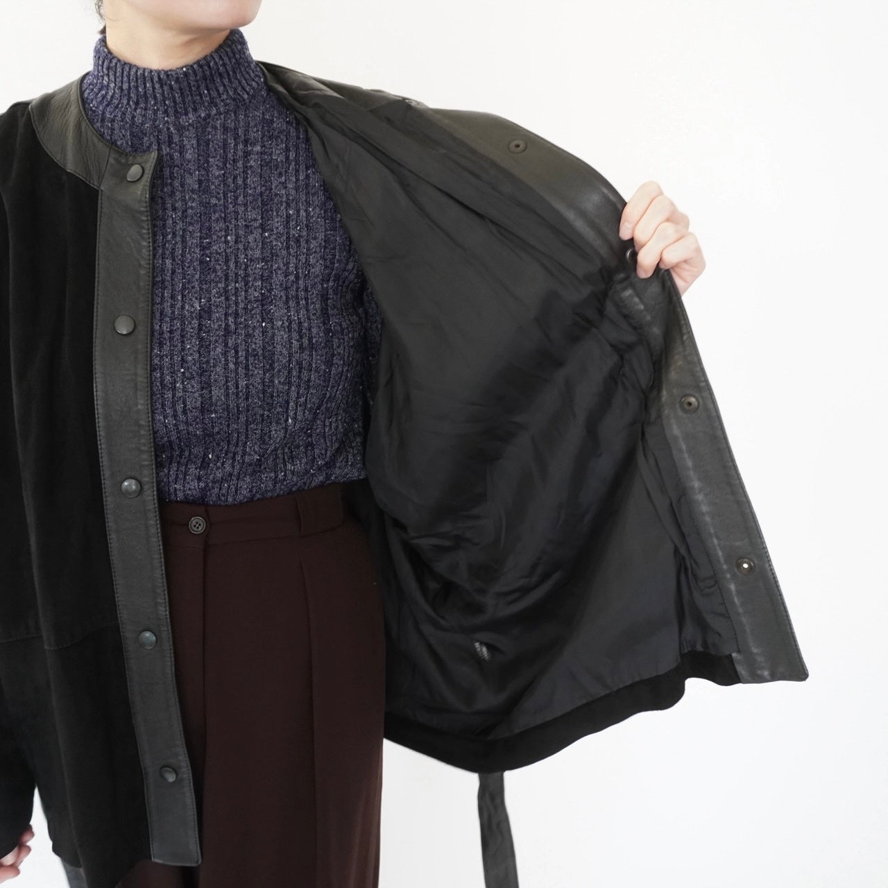 80s EURO Design Suede x Leather Jacket