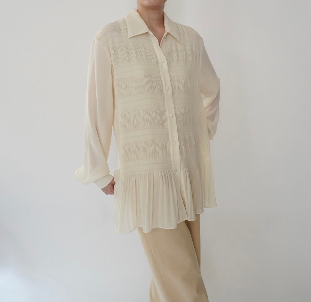 90s Pleated Design Shirt