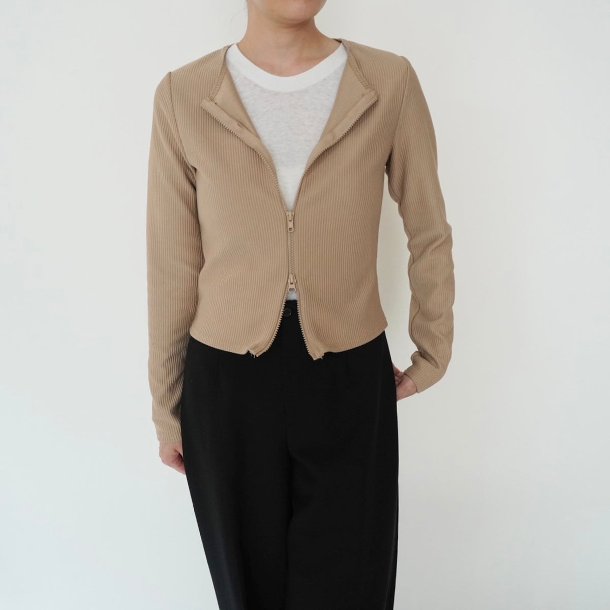 90s Zip Design Ribbed Top Made in UK
