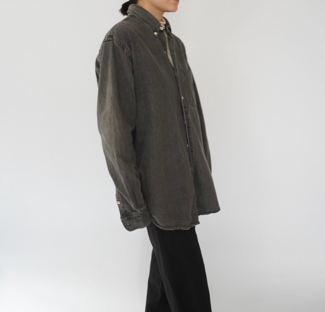 90s "J.CREW" Black Denim Shirt Made in USA