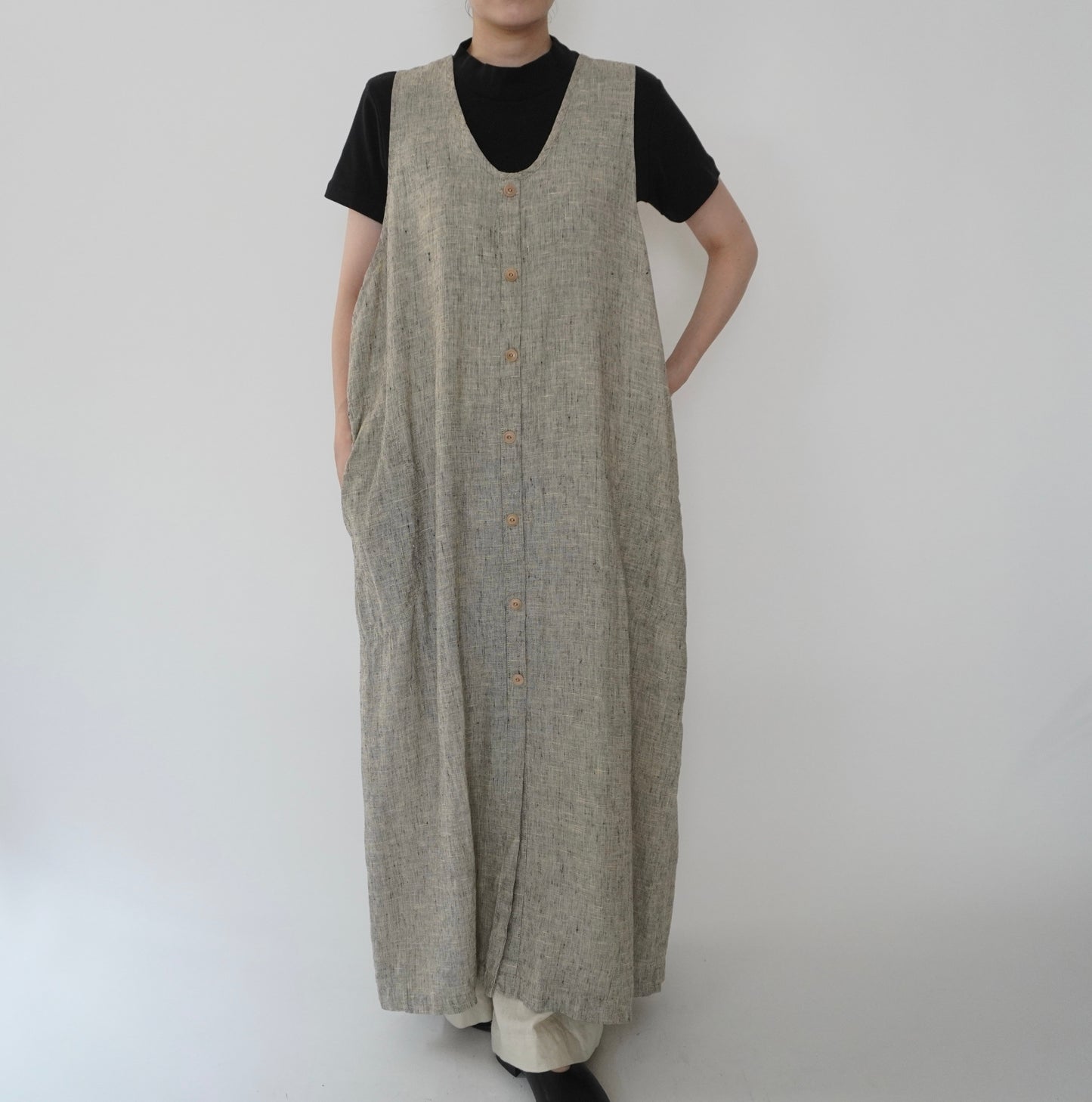 90s FLAX by jeanne engelhart Linen Dress