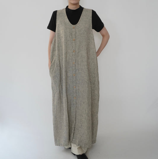 90s FLAX by jeanne engelhart Linen Dress