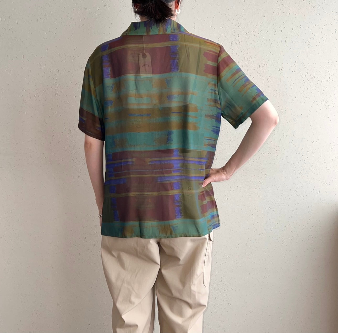 90s EURO Sheer Pattern Printed Shirt