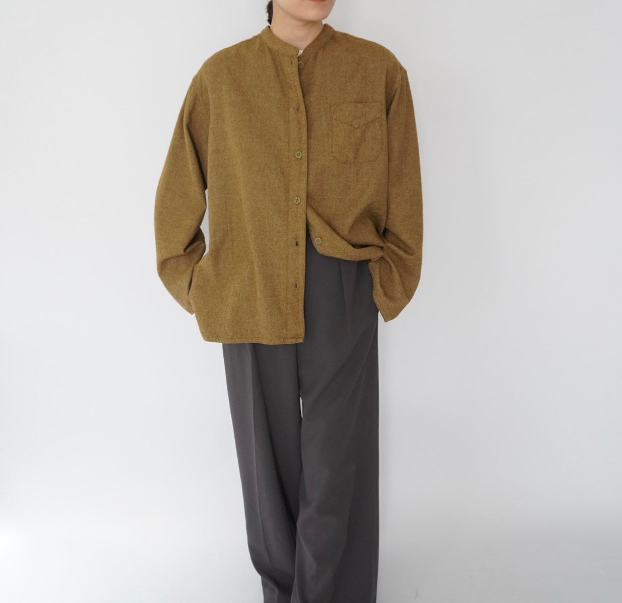 70s Wool×Cotton Design Shirt