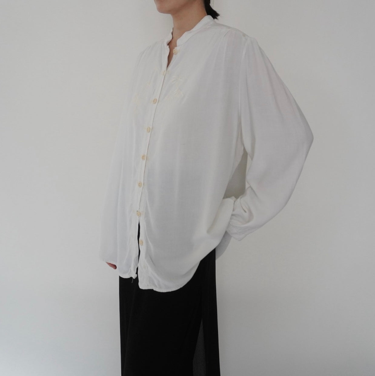 90s Embroidery Rayon Shirt