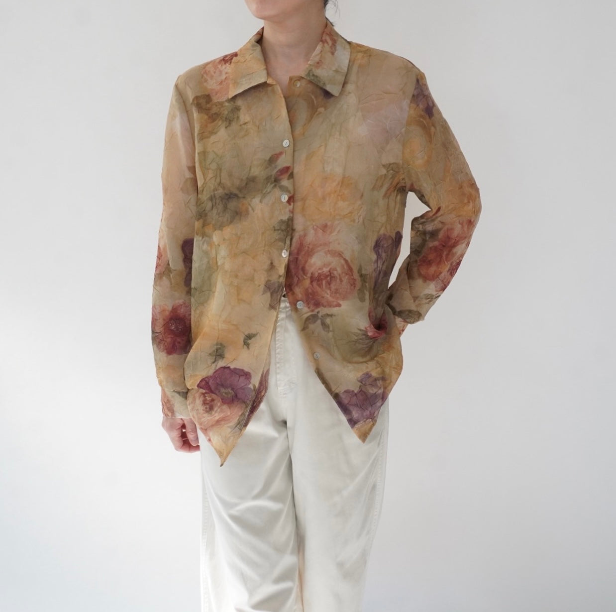90s Printed Sheer Shirt Made in USA