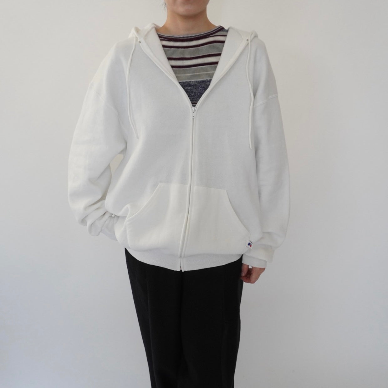 90s "Russell Athletic" Hooded Zip Sweater Made in USA