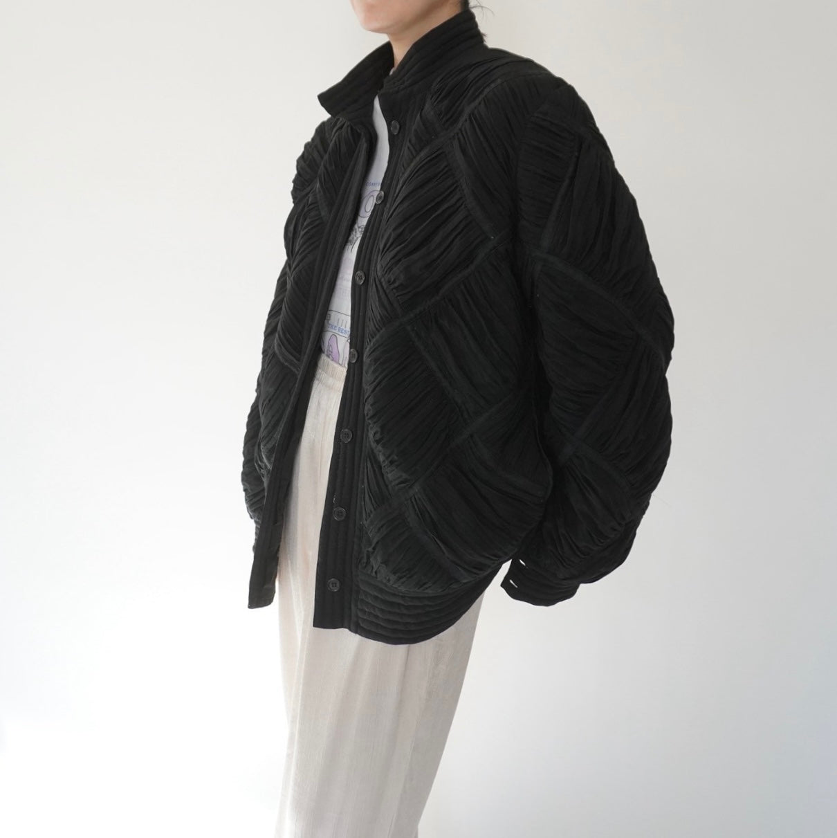 80s Silk Pleat Design Jacket