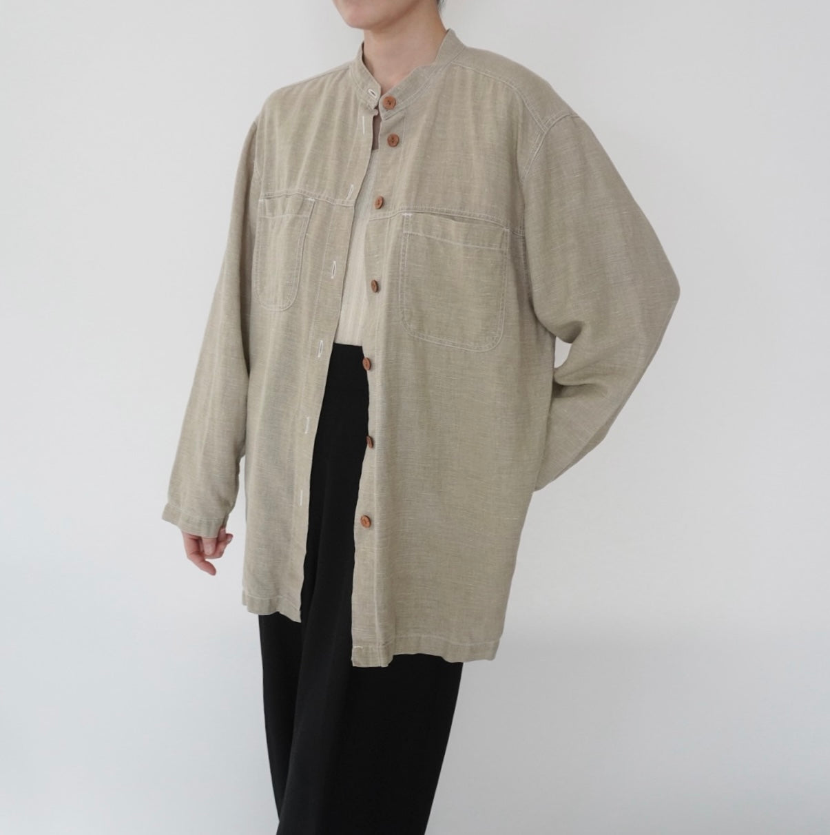 90s Linen x Cotton Design Shirt