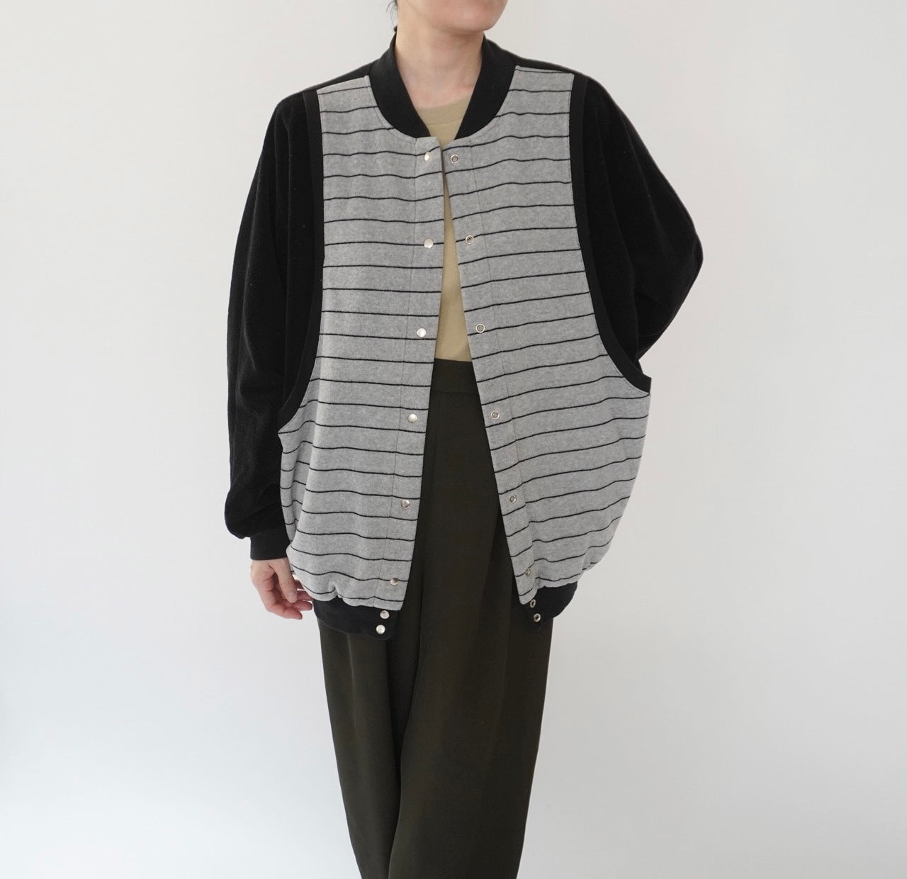 90s Striped Velour Top Made in USA