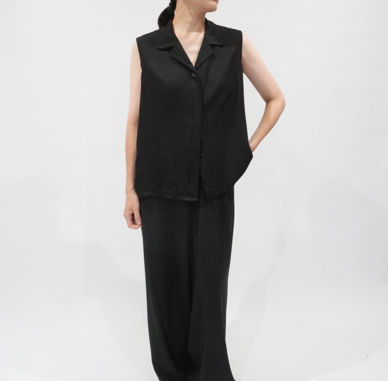 90s Black Vest,Blouse