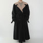 90s Black Design Maxi Coat