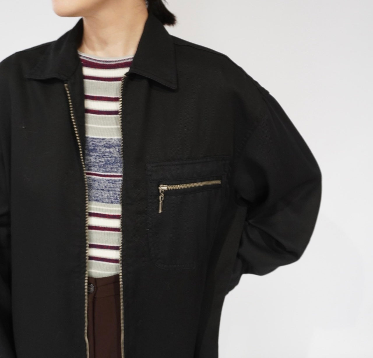 90s Rayon Zip Shirt Jacket