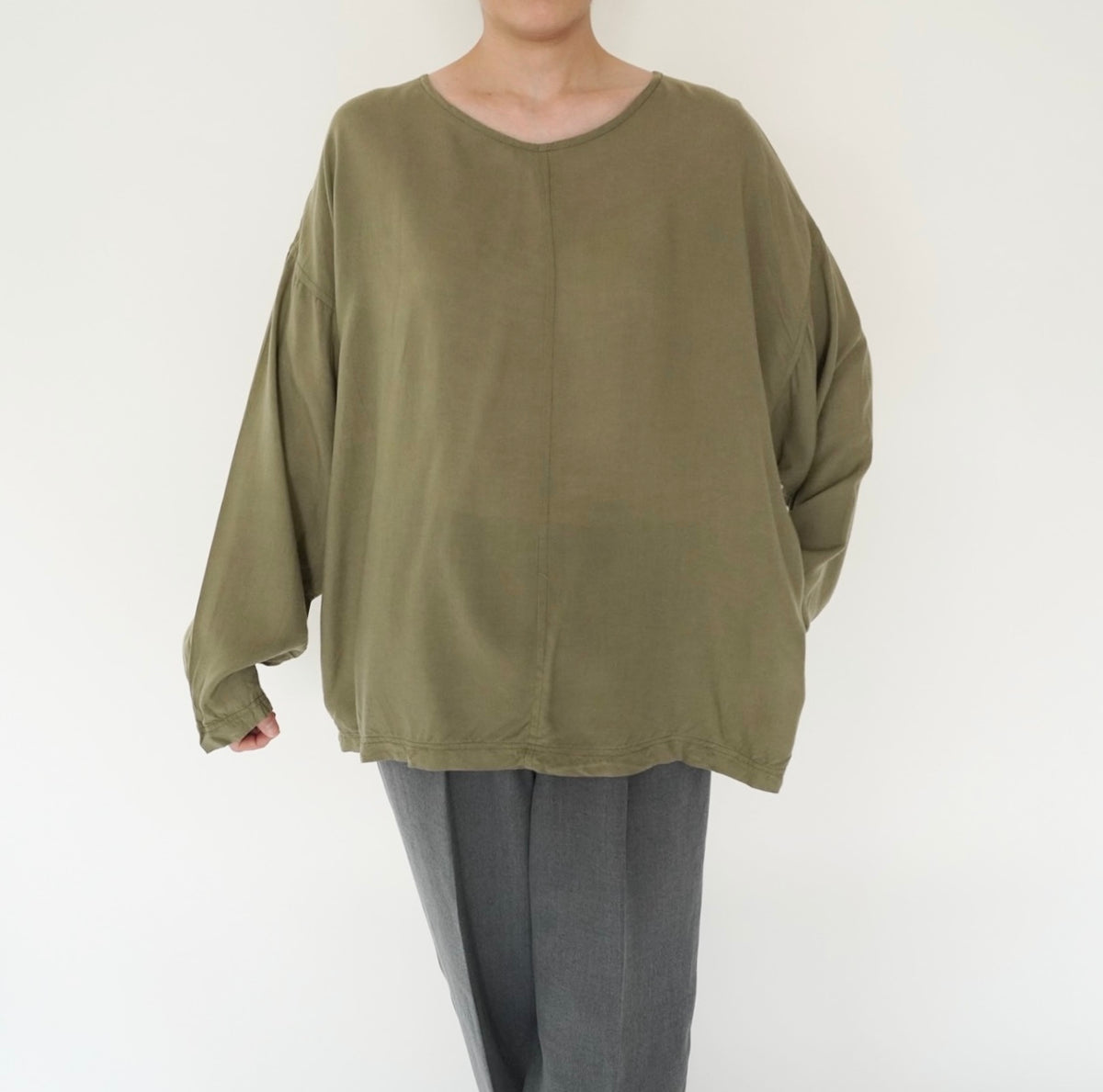 90s Khaki Rayon Blouse