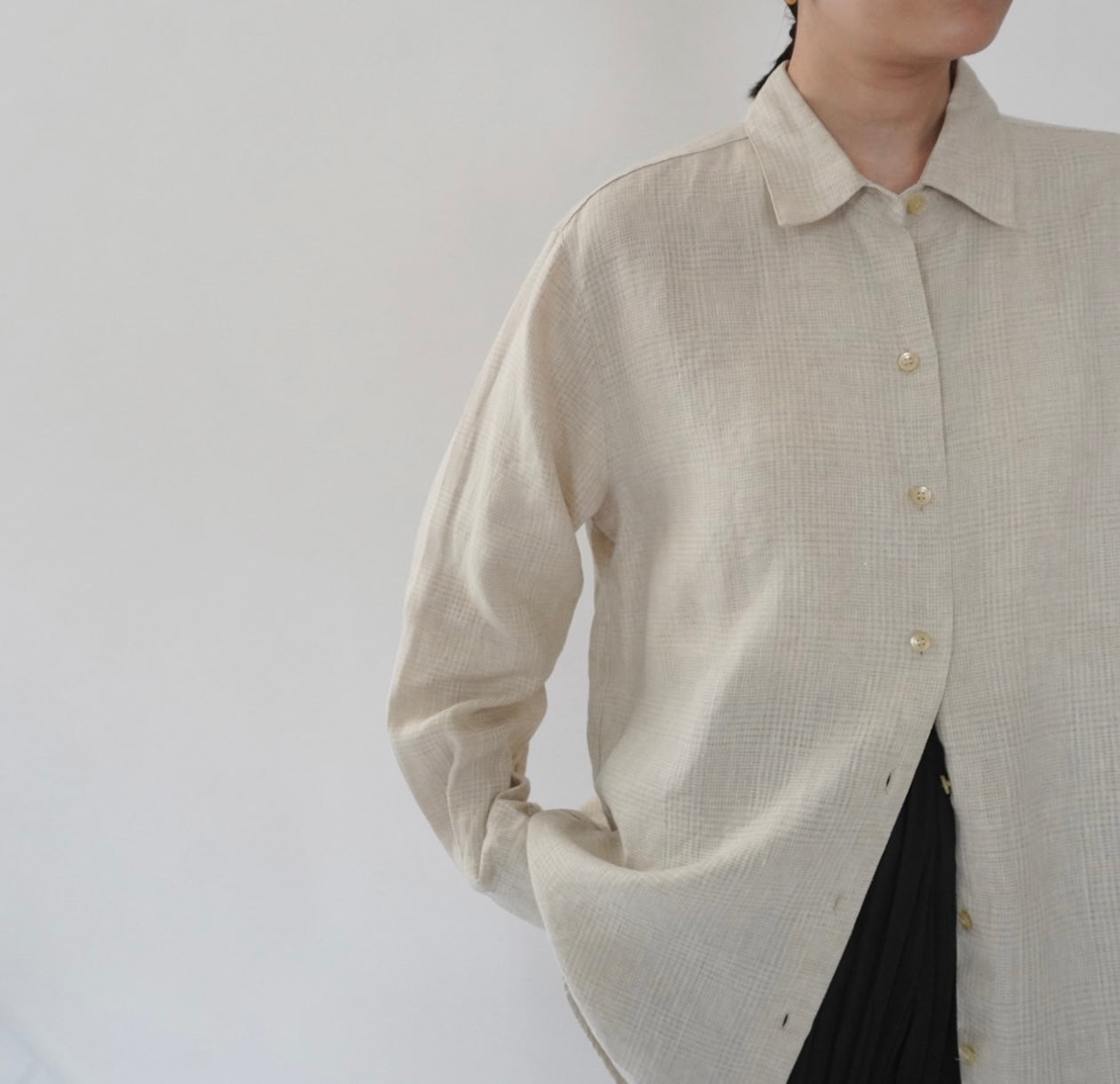90s Beige Linen Shirt