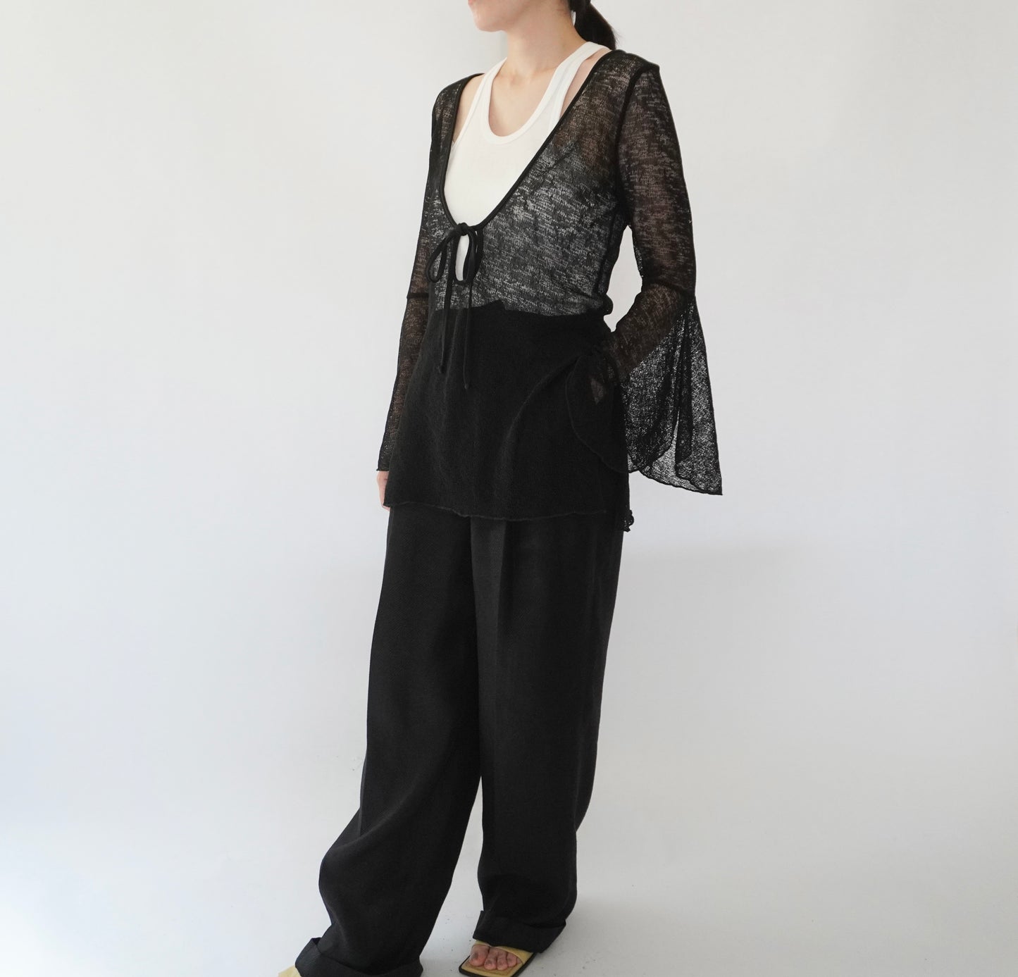 90s Black Sheer Design Top