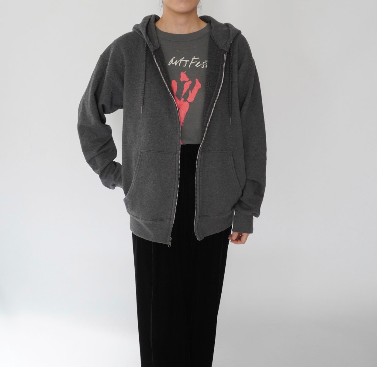 00s "Hanes" Zip up Hooded Sweater