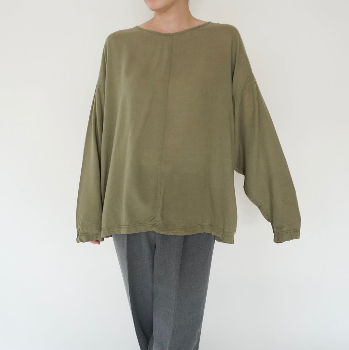 90s Khaki Rayon Blouse