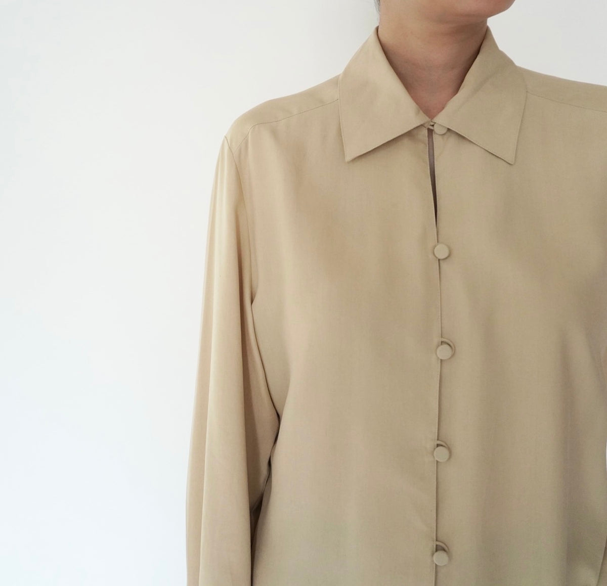 90s Beige Silk Shirt