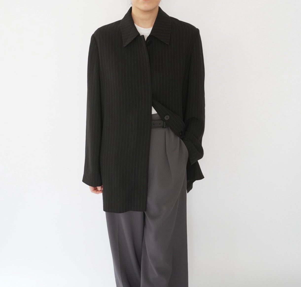 90s EURO Striped Shirt Jacket