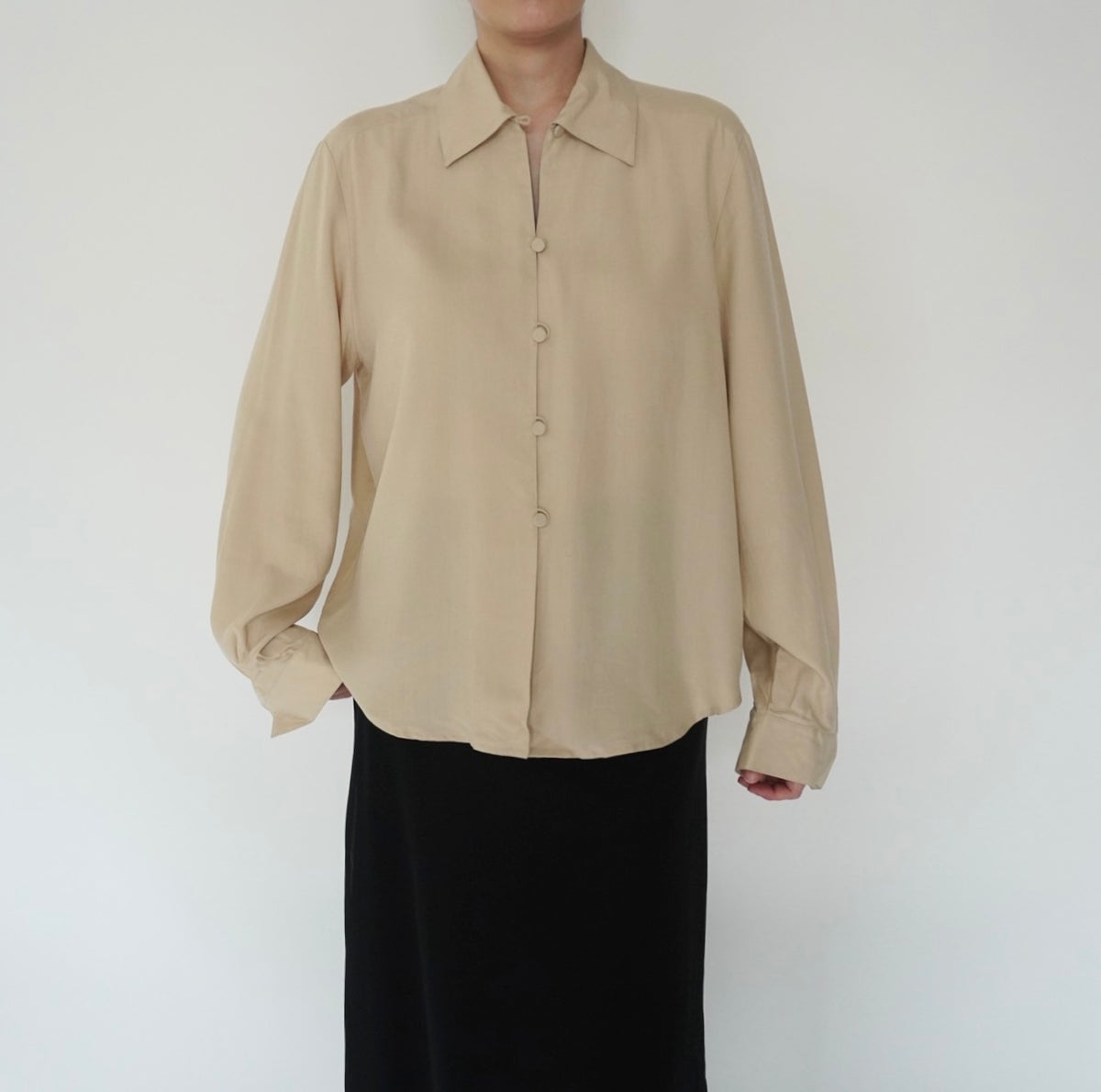 90s Beige Silk Shirt